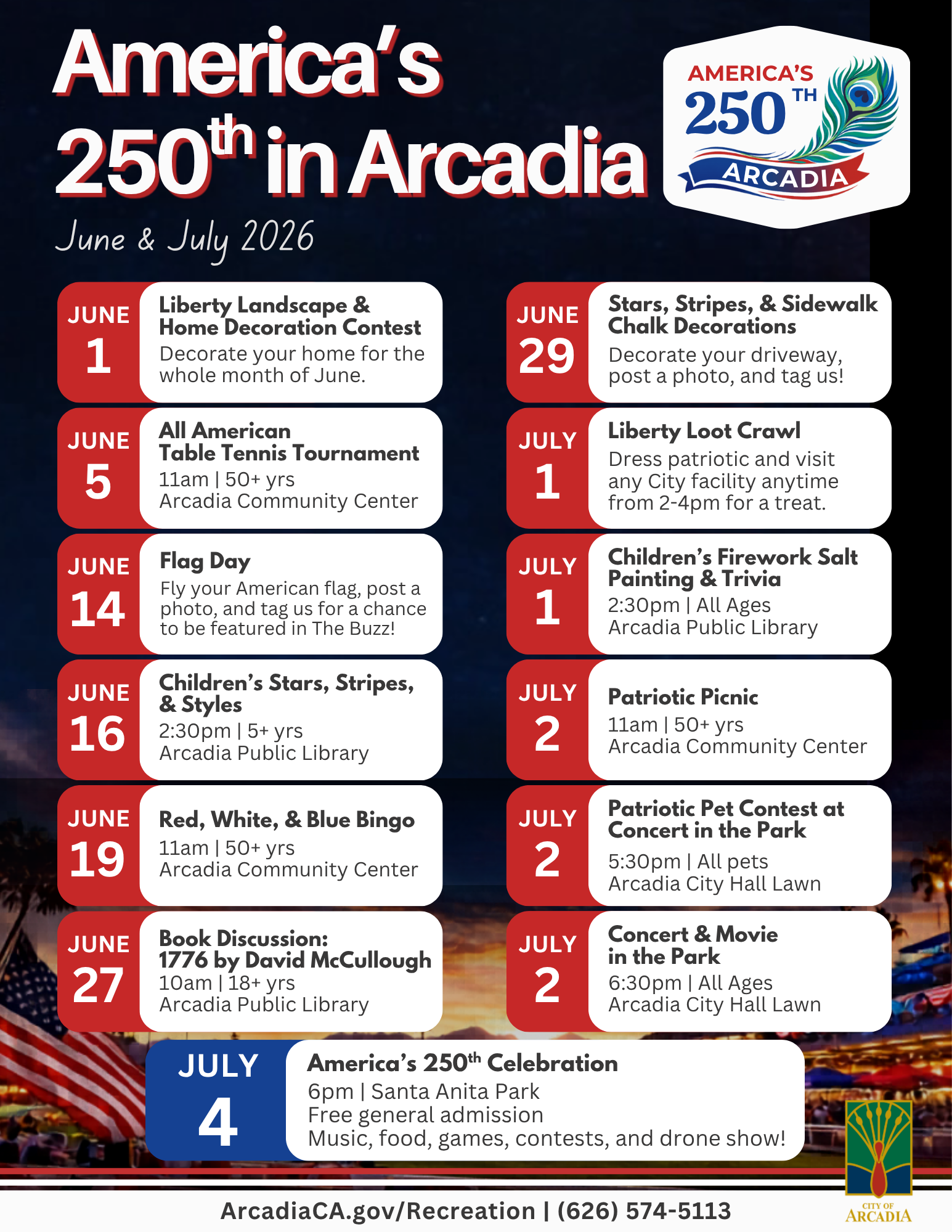 America's 250th Calendar of Events Flyer
